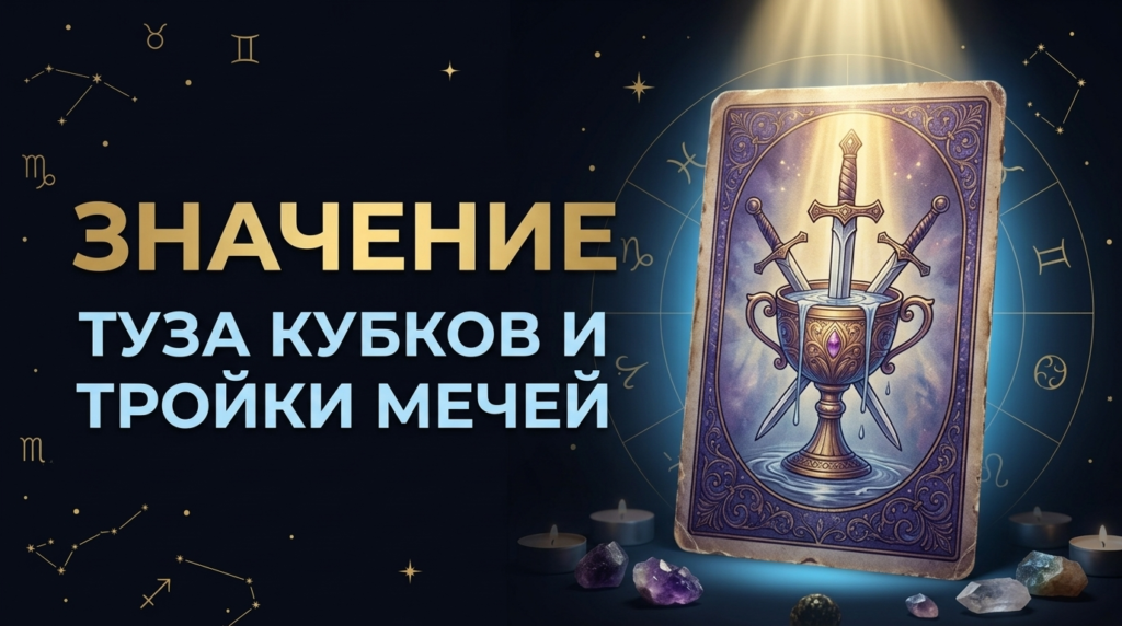 Таро: Туз Кубков и Тройка Мечей